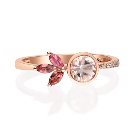 Gin & Grace 14K Rose Gold Real Diamond Ring (I1) with Genuine
Morganite & Pink Tourmaline