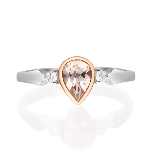 Gin & Grace 14K Two Tone Gold Real Diamond Ring (I1) with Genuine Morganite