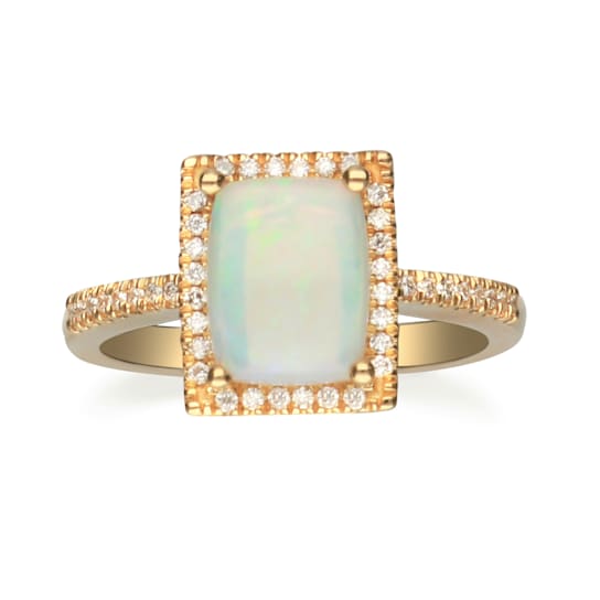 Gin & Grace 14K Yellow Gold Natural Opal & Diamond Engagment
Band Style Ring
