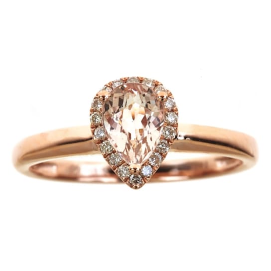 Gin & Grace 14K Rose Gold Real Diamond Anniversary Engagement Ring
(I1) with Genuine Morganite