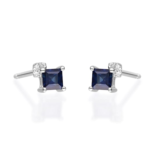 Gin & Grace 10K White Gold Genuine Blue Sapphire and Real Diamond
(I1) Earring