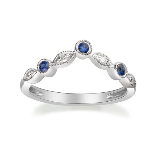 Gin & Grace 14K White Gold Natural Blue Sapphire With Real Diamond
(I1) Ring