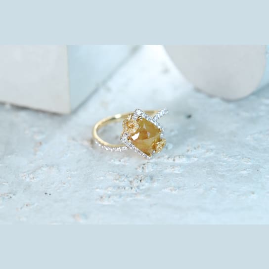 Gin & Grace 18K Yellow Gold Natural Yellow and White Diamonds Ring