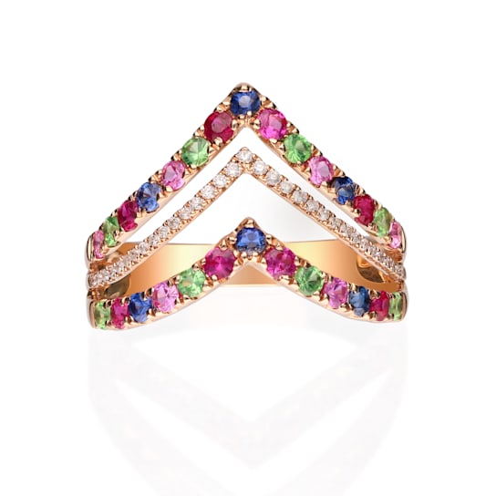 Gin & Grace 14K Rose Gold Real Diamond Ring (I1) with Natural Multi
Precious & Semi-Precious