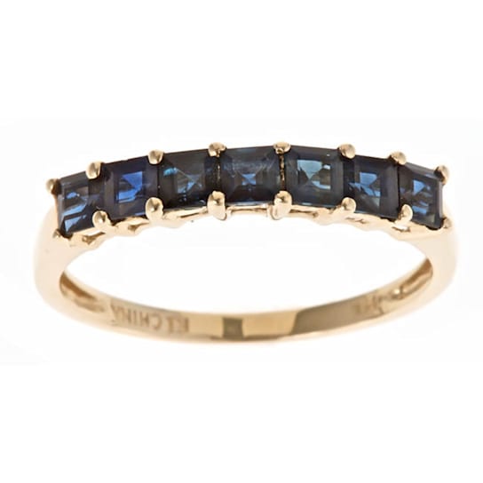 Gin & Grace 14K Yellow Gold Natural Princess Cut Blue Sapphire Ring