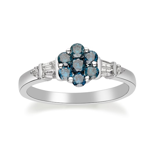 Gin & Grace 10K White Gold Blue Sapphire and Diamond Ring (I1)
