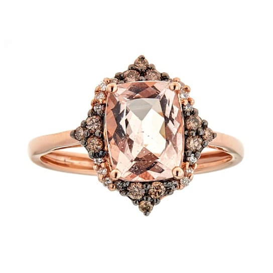 Gin & Grace 14K Rose Gold Natural White & Brown Diamond Ring
(I1) With Genuine Morganite.