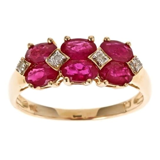 Gin & Grace 14K Yellow Gold Real Diamond Anniversary Engagement Ring
(I1) with Genuine Ruby