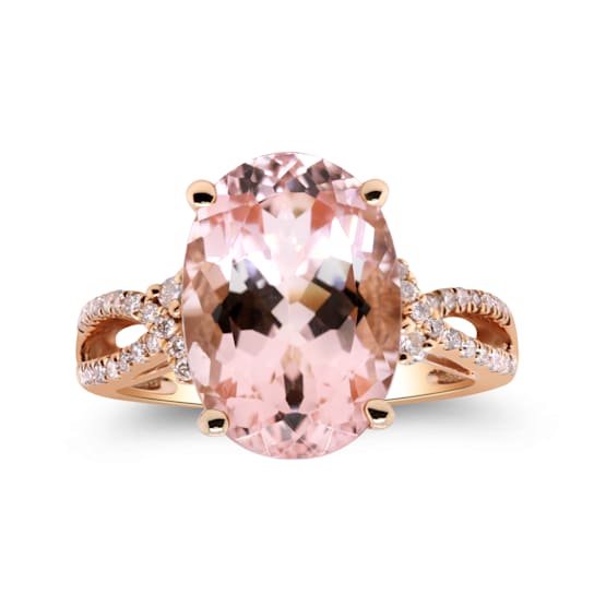 Gin & Grace 14K Rose Gold Morganite and Diamond Twirl Ring