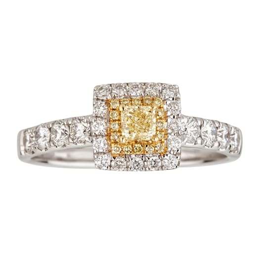Gin & Grace 18K Triple Tone Gold Real Diamond Ring (I1) with Natural
Yellow Diamond