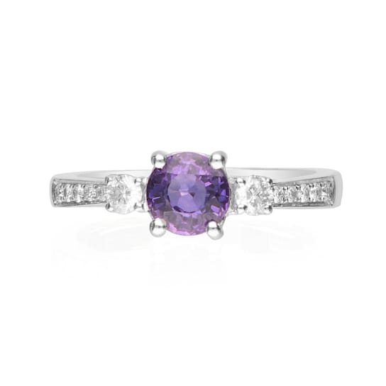Gin & Grace Platinum 950 Real Diamond Ring (I1) with Natural Purple Sapphire