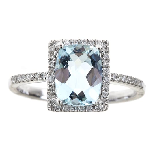Gin & Grace 14K White Gold 1.75Ct Aquamarine & Diamond Ring