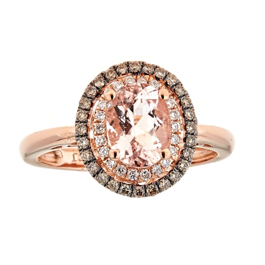 Gin & Grace 14K Rose Gold Real Diamond Big Anitque Ring (I1) with
Genuine Morganite