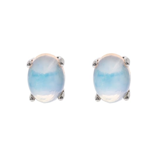 Gin & Grace 14K White Gold Stud Earring with Natural Ethiopian Opal