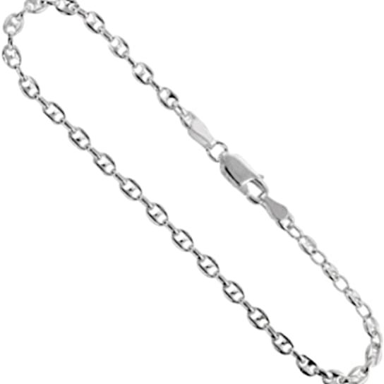 Sterling Silver 24 Inch Mariner Link Chain, 3mm.