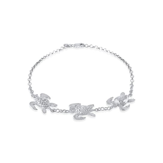 Sterling Silver Sea Turtle Anklet.