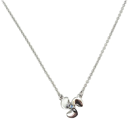 Sterling Silver Propeller Rolo Chain Necklace with Blue CZ Accent.