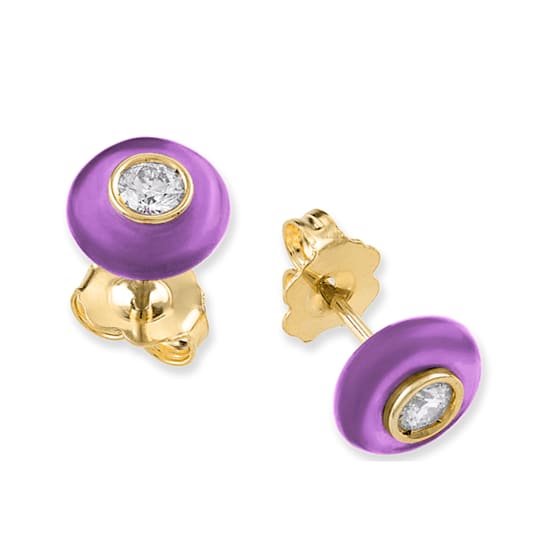 Belle Ciambelle-18K YG studs set with 0.10ctw diamonds and purple
amethyst doughnut.