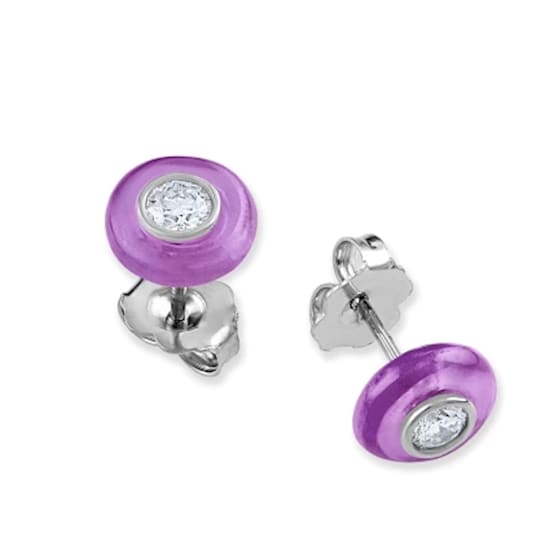 Belle Ciambelle-18K WG studs set with 0.10ctw diamonds and purple
amethyst doughnut.