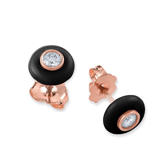 Belle Ciambelle-18K RG studs set with 0.10ctw diamonds and black onyx doughnut.