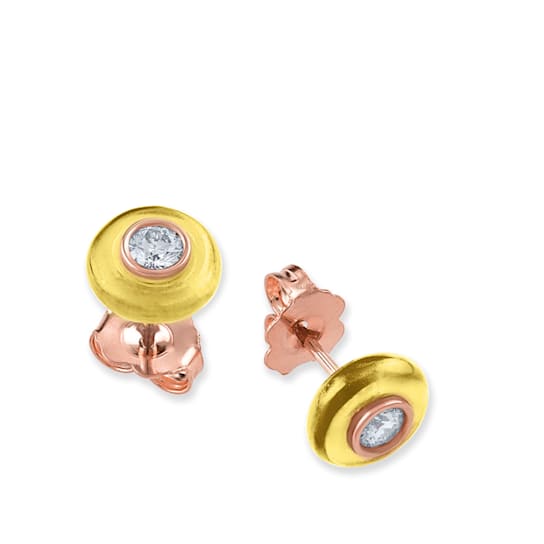 Belle Ciambelle-18K RG studs set with 0.10ctw diamonds and yellow
citrine doughnut.