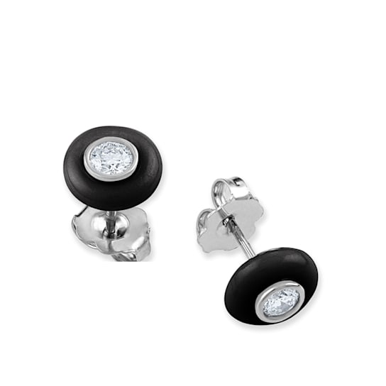 Belle Ciambelle-18K WG studs set with 0.10ctw diamonds and black onyx doughnut.