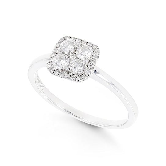 Round White Diamond 14K White Gold Ring