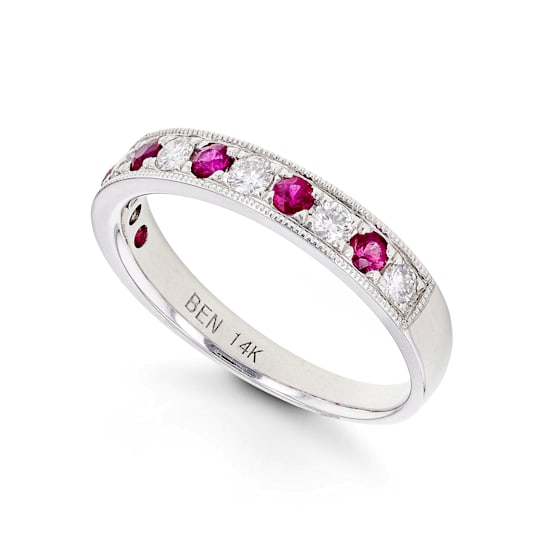 Round Diamond and Ruby 14K White Gold Ring