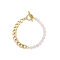 REBL Ashton Rose Quartz 18K Yellow Gold Over Hypoallergenic Steel Half
Chain Half Beaded Bracelet