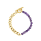 REBL Ashton Amethyst Half 18K Yellow Gold Over Hypoallergenic Steel
Chain Half Beaded Bracelet