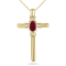 Ruby and Diamond Cross Pendant 10K Yellow Gold