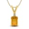 14K Yellow Gold 8x6MM Emerald Shaped Citrine and Diamond Pendant