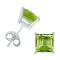 14K White Gold 5MM Square Peridot Earrings