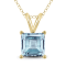 14K Yellow Gold 6MM Square Aquamarine Pendant