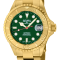 Gevril Men's Wall Street Green Enamel Dial, IPYG Bezel, IPYG Stainless
Steel Bracelet Watch.