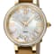 GV2 Women's Genoa White MOP Dial, Stainless Steel Diamond Watch with
Leather Strap