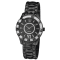GV2 By Gevril Women's Venice 39mm Black Dial Black IP Diamond Wristwatch