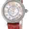GV2 Womens Marsala 316L Stainless Steel Case, White MOP Dail, Genuine
Red Embossed Leather Strap.