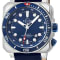 GV2 Men's XO Submarine, SS Case, SS/BLUE Bezel, Black Dial, Genuine Blue
Canvas Strap
