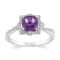 14K White Gold with 0.90 ctw African Amethyst and Diamond Ring