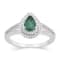 14K White Gold, 0.64ctw Pear Emerald & 0.23ctw Diamond Split Shank Ring