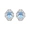 Sterling Silver, Swiss  Blue Topaz & Created White Sapphire Earrings