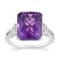 14K white Gold with 4.80ctw African Amethyst and Diamond Ring
