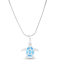 Textured Larimar Turtle Adjustable Rhodium Over Sterling Silver Necklace