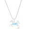 Larimar Horse Rhodium Over Sterling Silver Adjustable Necklace