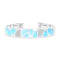 Larimar and Cubic Zirconia Rhodium Over Sterling Silver Mosaic Bangle Bracelet
