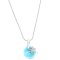 Larimar Plate Palm Tree Rhodium Over Sterling Silver Adjustable Necklace
