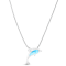 Larimar Dolphin Rhodium Over Sterling Silver Adjustable Necklace