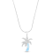 Textured Larimar Palm Tree Rhodium Over Sterling Silver Adjustable Necklace