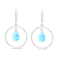 Larimar Ball Open Circle Rhodium Over Sterling Silver Leverback Earring